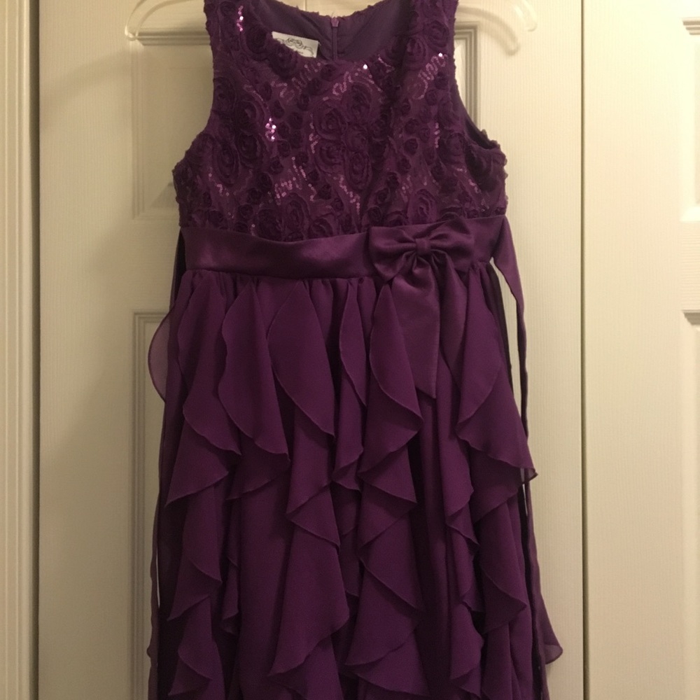 Mia Juliana Purple Floral Dress with Sequins